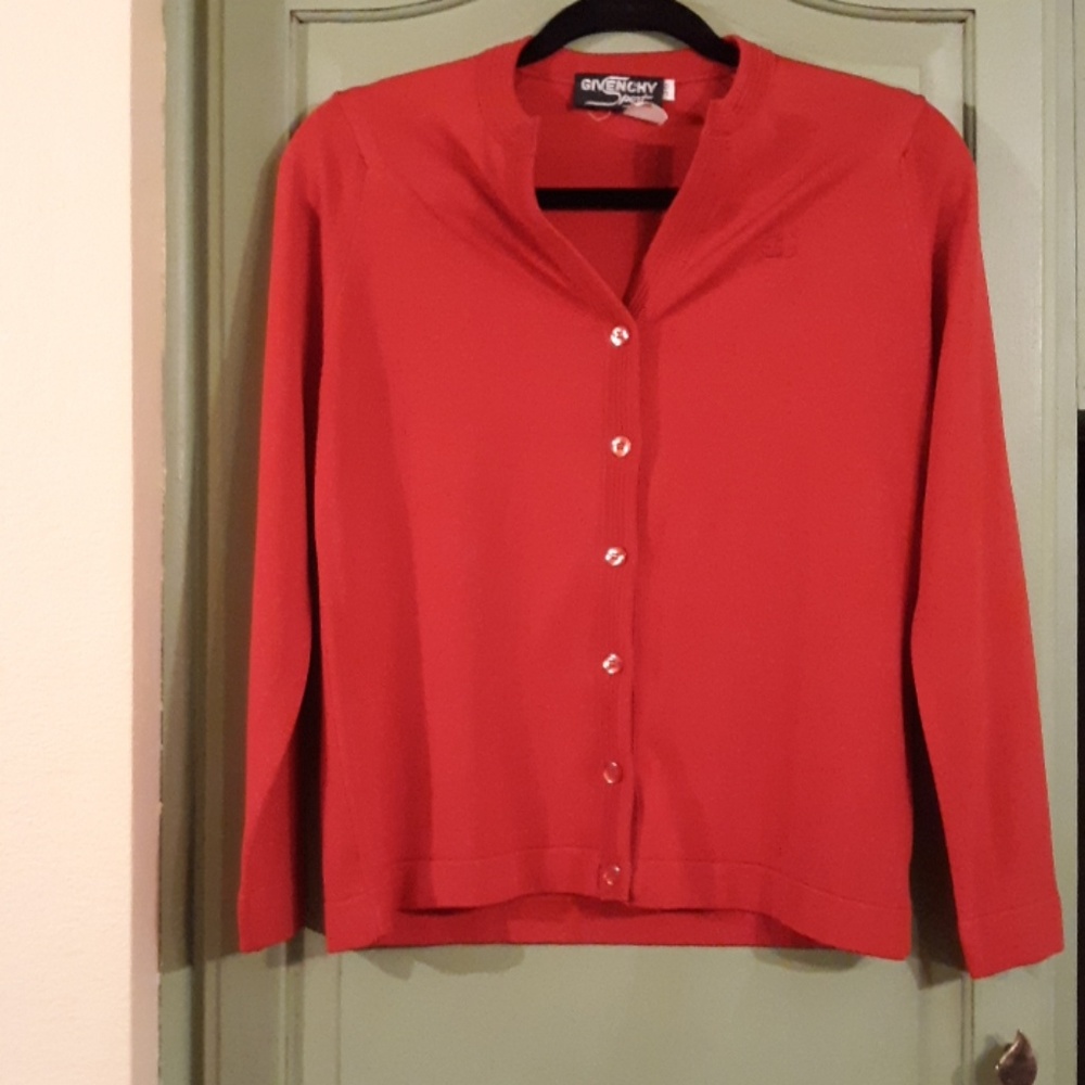 Vintage Givenchy Sport Paris - New York Red Button Cardigan.